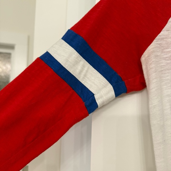 Texas Rangers Baseball Shirt | Sporty-Prep Blokecore Raglan | PINK VS XS - Picture 3 of 8